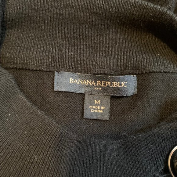 Banana Republic Cotton Blend Button Black Cardigan Size M - Picture 12 of 14